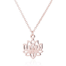 Load image into Gallery viewer, Yoga Lotus Pendant Necklaces Women Stainless Steel Choker Fashion Jewerly 2019 Choker Necklace Long Chain Necklaces