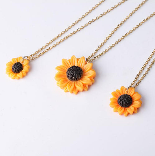 2pcs/lot Sunflower Pendant Necklace Small Daisy Flowers Charm Pendant Necklace For Women Jewerly 50cm