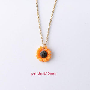 2pcs/lot Sunflower Pendant Necklace Small Daisy Flowers Charm Pendant Necklace For Women Jewerly 50cm