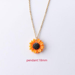 2pcs/lot Sunflower Pendant Necklace Small Daisy Flowers Charm Pendant Necklace For Women Jewerly 50cm