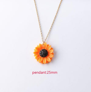 2pcs/lot Sunflower Pendant Necklace Small Daisy Flowers Charm Pendant Necklace For Women Jewerly 50cm