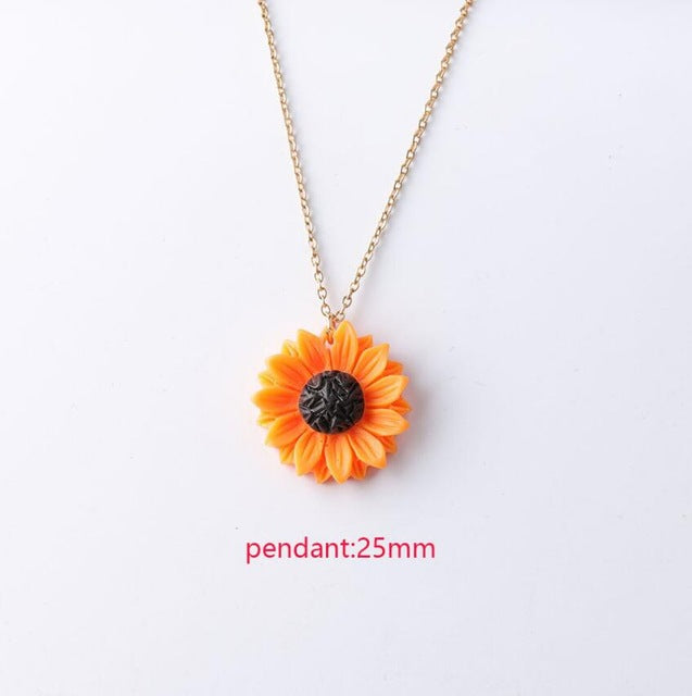 2pcs/lot Sunflower Pendant Necklace Small Daisy Flowers Charm Pendant Necklace For Women Jewerly 50cm