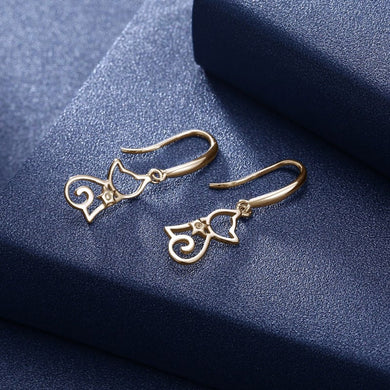 925 Silver Cat Zircon Earrings Female Crystal from Austrian Sweet cute earrings 2 Colors Fit Female and girls Fashion jewerly