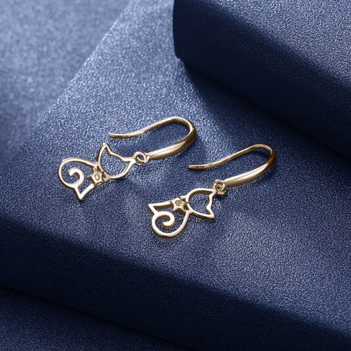 925 Silver Cat Zircon Earrings Female Crystal from Austrian Sweet cute earrings 2 Colors Fit Female and girls Fashion jewerly