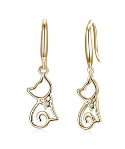 925 Silver Cat Zircon Earrings Female Crystal from Austrian Sweet cute earrings 2 Colors Fit Female and girls Fashion jewerly