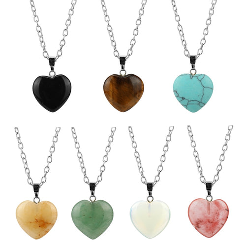 dongsheng New Bohemian Style Handmade Natural Gravel Necklace DIY Tassel Heart Jewerly Necklace Natural Stone Women Gift -30